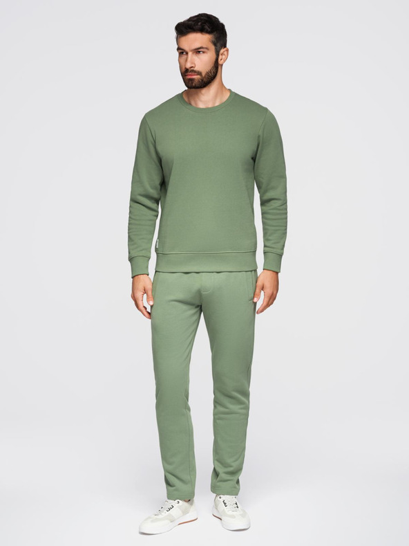 Ombre Clothing Muška trenerka majica sa okruglim izrezom + hlače regular fit - svjetlo zelena V3 Z122 Ombre Clothing
