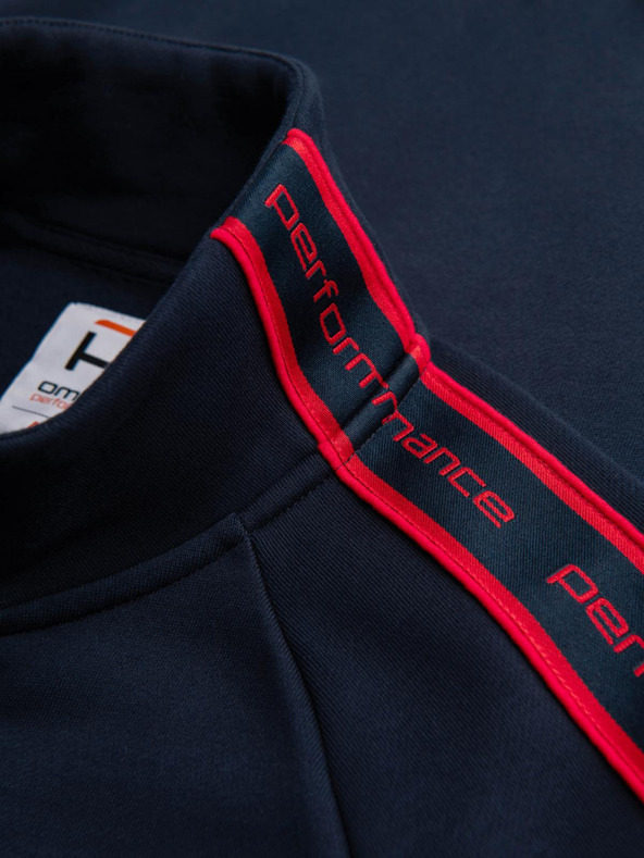 Ombre Clothing Muška majica sa zatvaračem i visokim ovratnikom - tamno plava V3 OM-SSZP-0224 Ombre Clothing