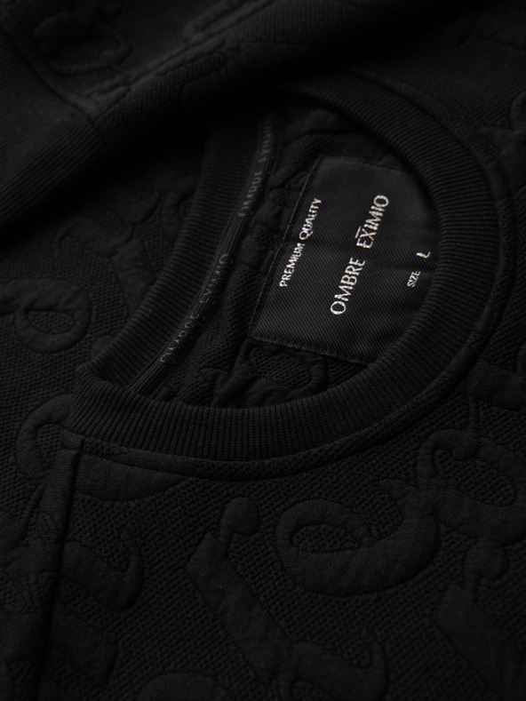 Ombre Clothing Muška majica RELAXED FIT sa izbijenim natpisom - crna V1 B1712 Ombre Clothing