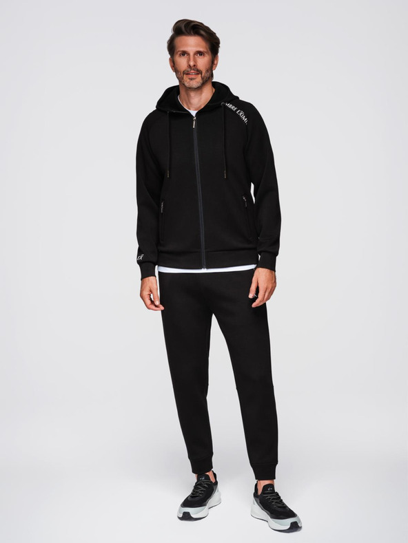 Ombre Clothing Muška trenerka majica sa kapuljačom + hlače jogger - crna V1 Z115 Ombre Clothing