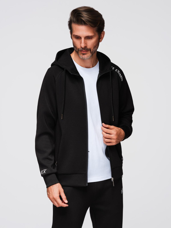 Ombre Clothing Muška trenerka majica sa kapuljačom + hlače jogger - crna V1 Z115 Ombre Clothing