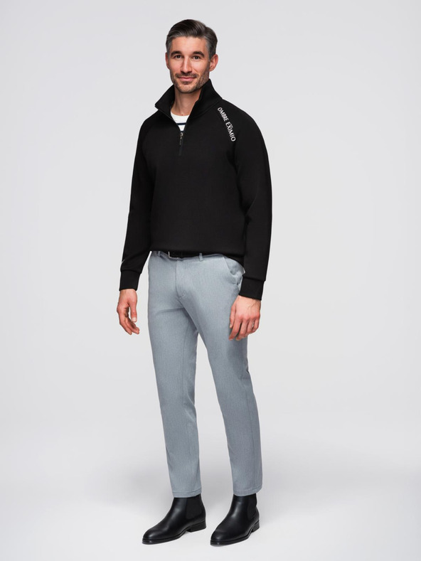 Ombre Clothing Muška majica sa visokim stojačem i kontrastnim printom - crna V1 OM-SSZP-0211 Ombre Clothing