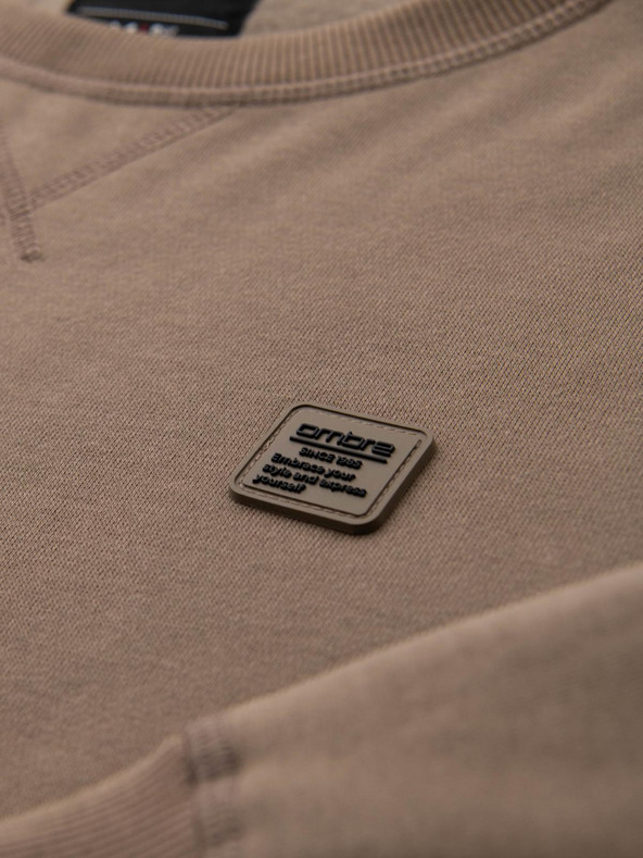 Ombre Clothing Klasicna muska majica sa okruglim izrezom - svjetlo smedja V3 OM-SSNZ-0243 Ombre Clothing
