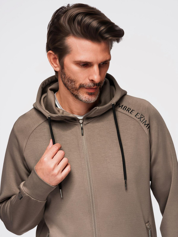 Ombre Clothing Muška trenerka majica sa kapuljačom + hlače jogger - smedja V3 Z115 Ombre Clothing