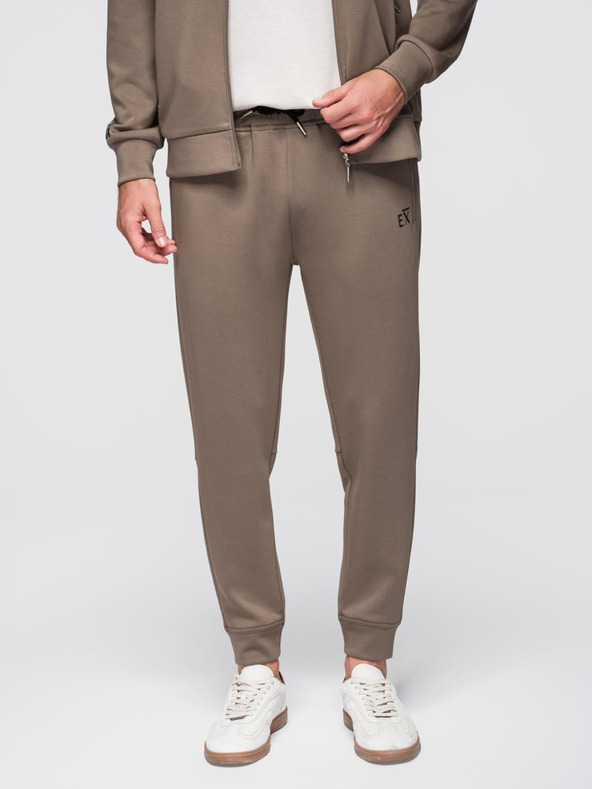 Ombre Clothing Muška trenerka majica sa kapuljačom + hlače jogger - smedja V3 Z115 Ombre Clothing