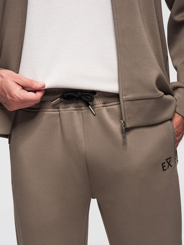 Ombre Clothing Muška trenerka majica sa kapuljačom + hlače jogger - smedja V3 Z115 Ombre Clothing