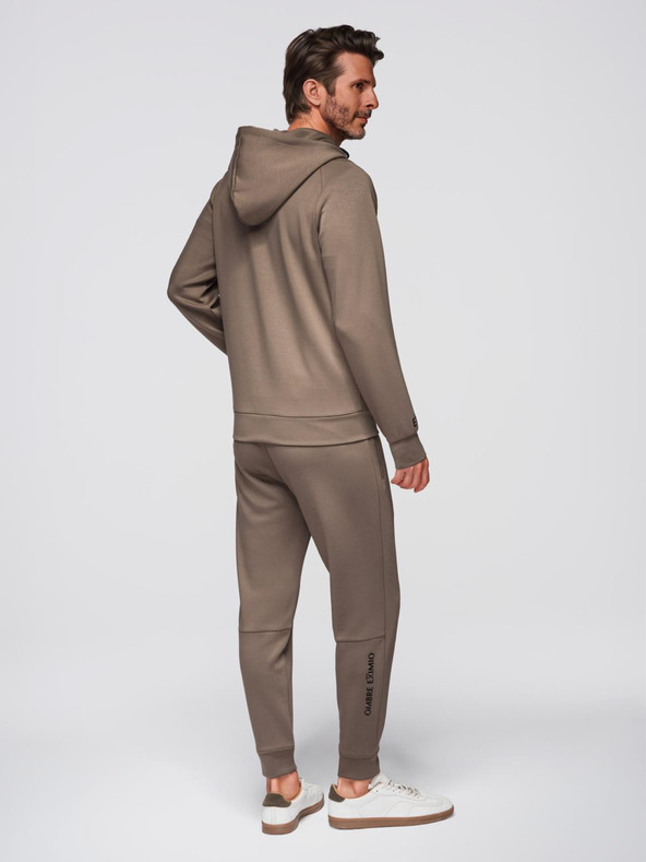 Ombre Clothing Muška trenerka majica sa kapuljačom + hlače jogger - smedja V3 Z115 Ombre Clothing