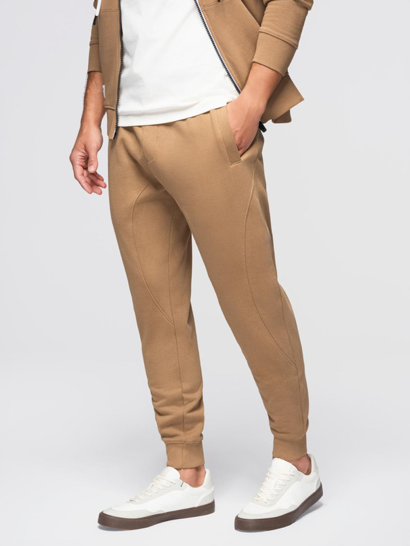 Ombre Clothing Muška trenerka majica sa kapuljačom + hlače jogger - kamela V2 Z119 Ombre Clothing