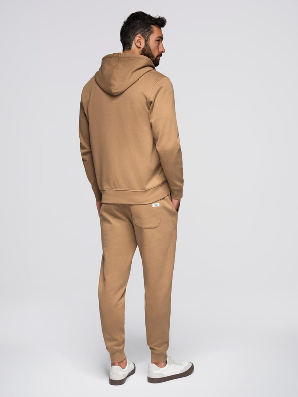 Ombre Clothing Muška trenerka majica sa kapuljačom + hlače jogger - kamela V2 Z119 Ombre Clothing