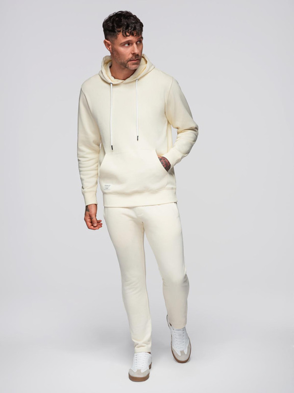 Ombre Clothing Muška trenerka majica + hlače regular fit - kremasta V11 Z120 Ombre Clothing