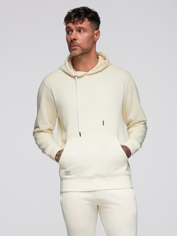 Ombre Clothing Muška trenerka majica + hlače regular fit - kremasta V11 Z120 Ombre Clothing