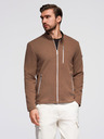 Ombre Clothing Muška strukturirana motociklistička jakna sa stojačem - smeđa V2 OM-JANP-0229 Ombre Clothing