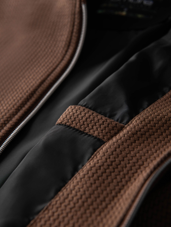 Ombre Clothing Muška strukturirana motociklistička jakna sa stojačem - smeđa V2 OM-JANP-0229 Ombre Clothing