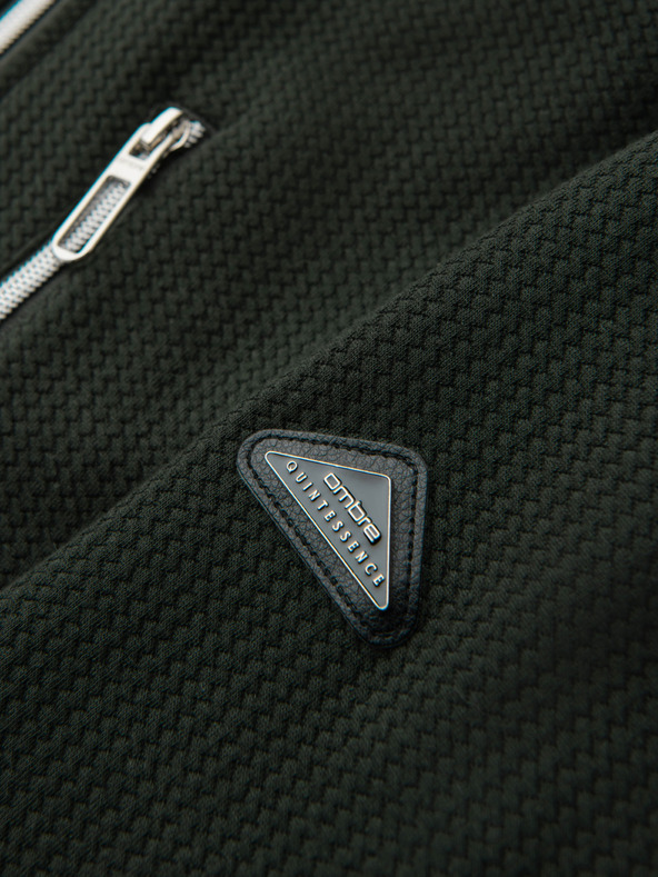 Ombre Clothing Muška strukturirana jakna sa stojačem - tamno zelena V3 OM-JANP-0229 Ombre Clothing