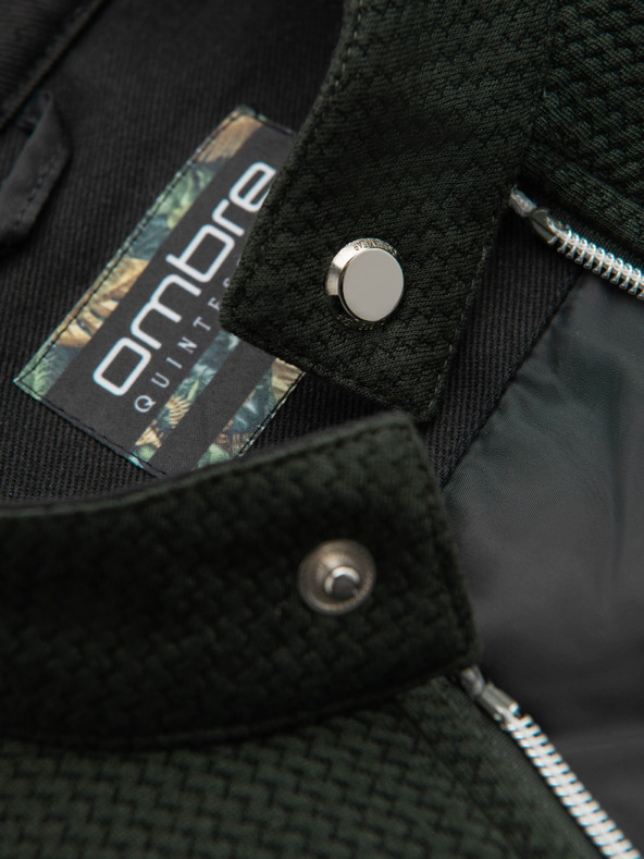 Ombre Clothing Muška strukturirana jakna sa stojačem - tamno zelena V3 OM-JANP-0229 Ombre Clothing