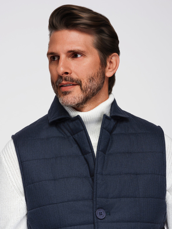 Ombre Clothing Muška elegantan prošivana prsluka - tamno plavi melanj V3 OM-JAVJ-0275 Ombre Clothing