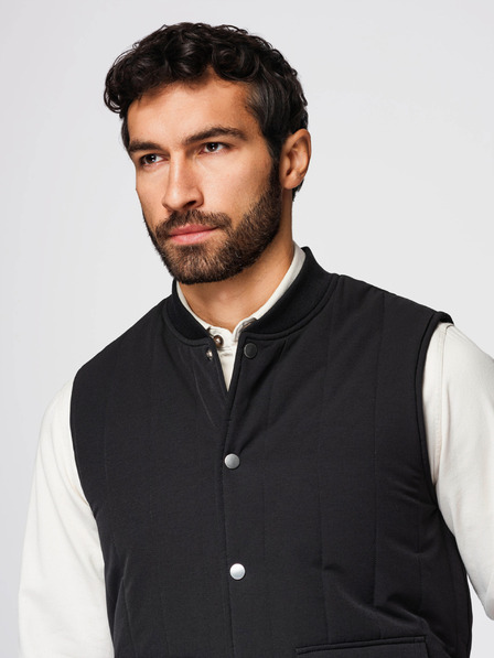 Ombre Clothing Muška casual prsluka bez rukava s okomitim prošivanjem - crna V1 OM-JAVJ-0323 Ombre Clothing