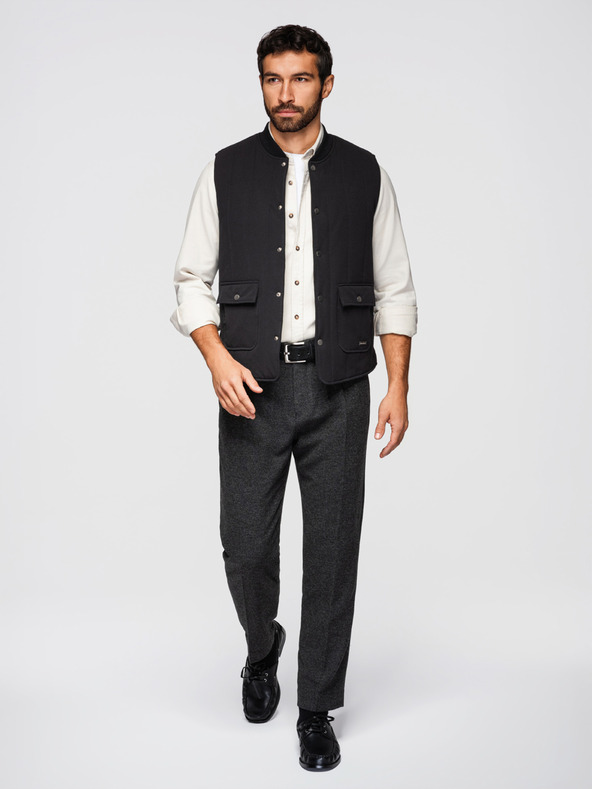 Ombre Clothing Muška casual prsluka bez rukava s okomitim prošivanjem - crna V1 OM-JAVJ-0323 Ombre Clothing