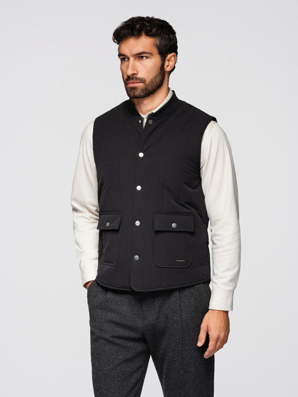 Ombre Clothing Muška casual prsluka bez rukava s okomitim prošivanjem - crna V1 OM-JAVJ-0323 Ombre Clothing