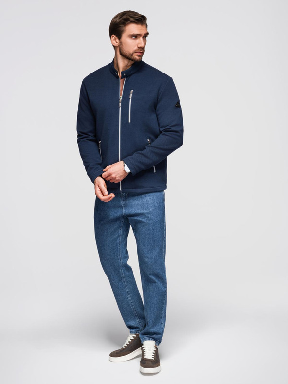 Ombre Clothing Muška strukturirana jakna sa stojačem - tamno plava V1 OM-JANP-0229 Ombre Clothing