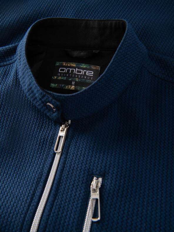 Ombre Clothing Muška strukturirana jakna sa stojačem - tamno plava V1 OM-JANP-0229 Ombre Clothing