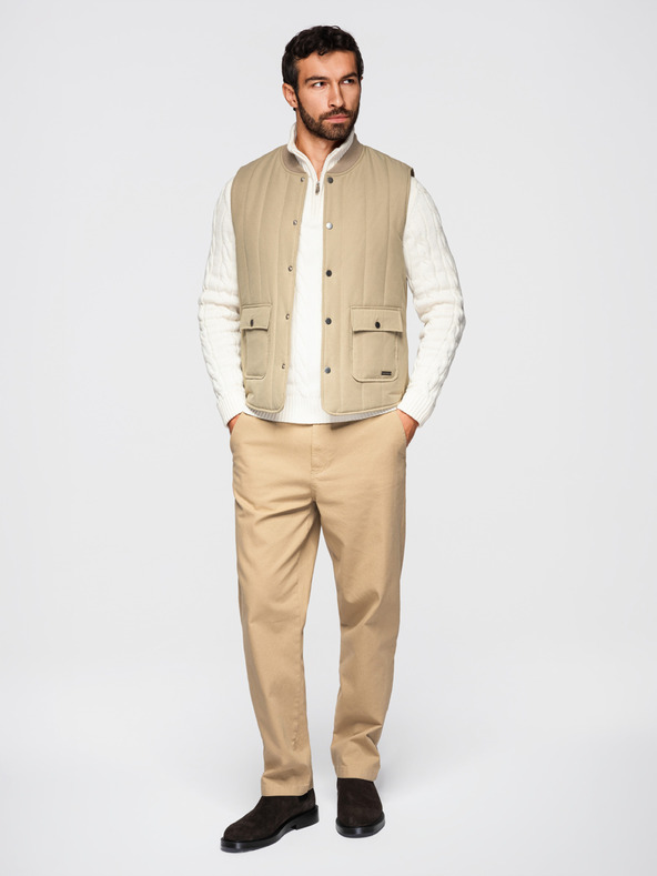 Ombre Clothing Muška casual prsluka bez rukava s okomitim prošivanjem - bež V2 OM-JAVJ-0323 Ombre Clothing