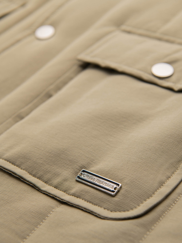 Ombre Clothing Muška casual prsluka bez rukava s okomitim prošivanjem - bež V2 OM-JAVJ-0323 Ombre Clothing