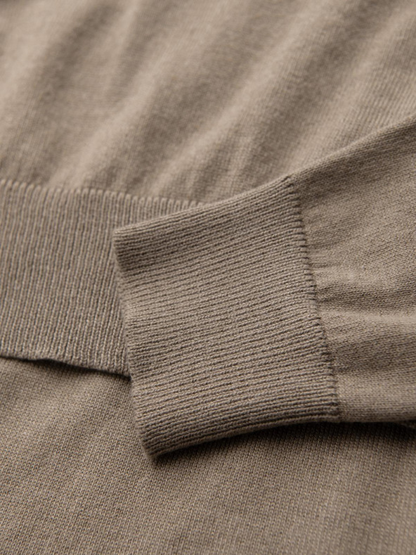 Ombre Clothing BASIC muski klasicni viskozni pulover sa okruglim izrezom - tamno bež V15 OM-SWBS-0106 Ombre Clothing