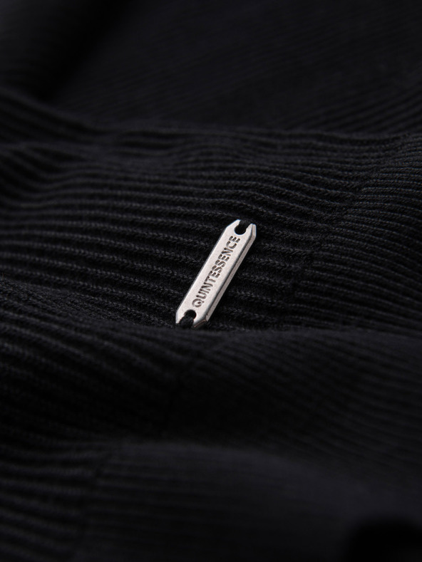 Ombre Clothing Muski rebrastom pulover sa gumbima kod izreza - crn V2 OM-SWSW-0182 Ombre Clothing