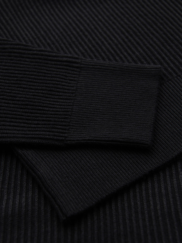 Ombre Clothing Muski rebrastom pulover sa gumbima kod izreza - crn V2 OM-SWSW-0182 Ombre Clothing