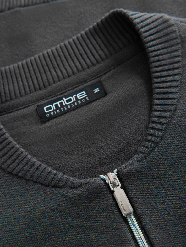 Ombre Clothing Muski pulover sa ziperom - grafit V2 OM-SWZS-0146 Ombre Clothing