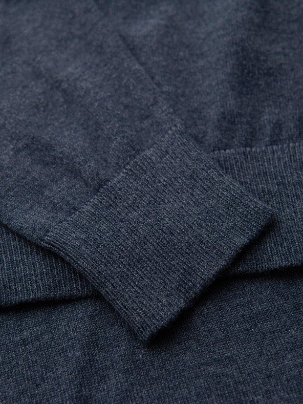 Ombre Clothing BASIC muski viskozni pulover sa okruglim izrezom - tamno plav melir V16 OM-SWBS-0106 Ombre Clothing