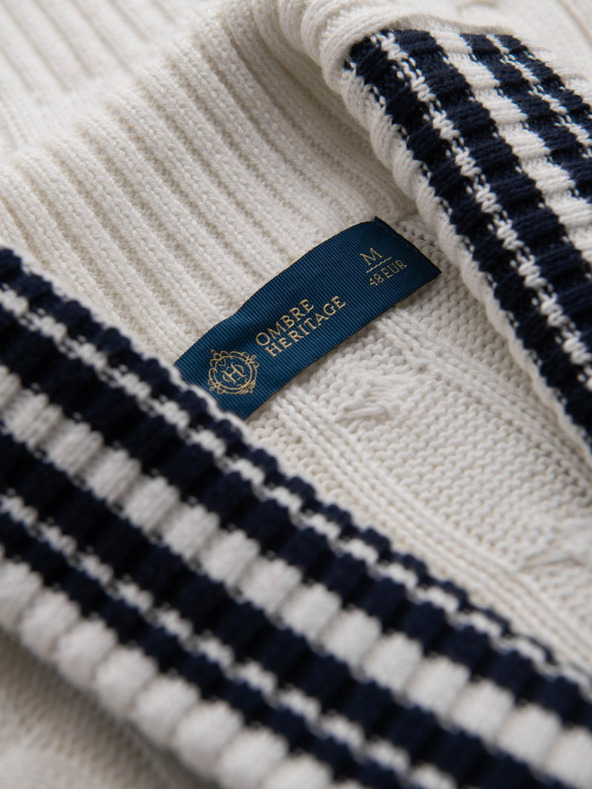 Ombre Clothing Muski pulover sa šalnom kragnom u preppy stilu - bijel V1 OM-SWCD-0152 Ombre Clothing