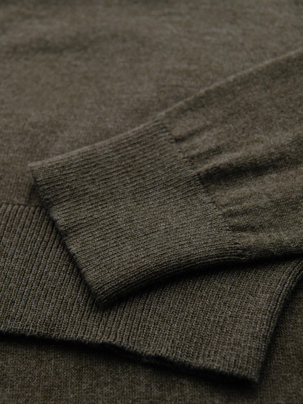 Ombre Clothing Muski viskozni pulover BASIC classic sa okruglim izrezom - maslinski melir V17 OM-SWBS-0106 Ombre Clothing