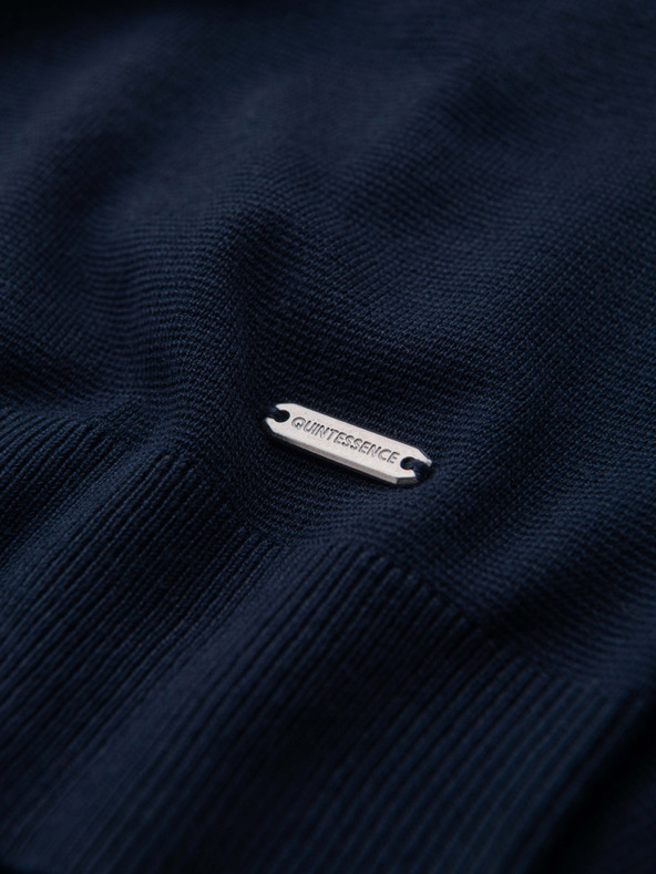 Ombre Clothing Muski pulover sa okruglim izrezom od elasticnog pletiva u klasicnoj vezi - tamno plav V1 OM-SWSW-0183 Ombre Clothing