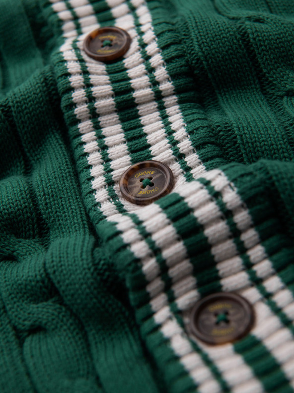 Ombre Clothing Muski pulover sa šalnom kragnom u preppy stilu - zelen V2 OM-SWCD-0152 Ombre Clothing