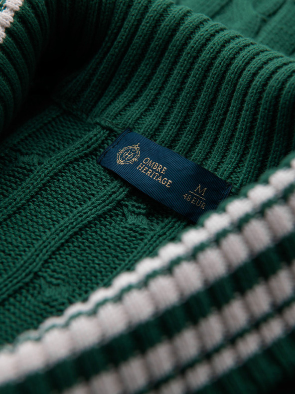 Ombre Clothing Muski pulover sa šalnom kragnom u preppy stilu - zelen V2 OM-SWCD-0152 Ombre Clothing