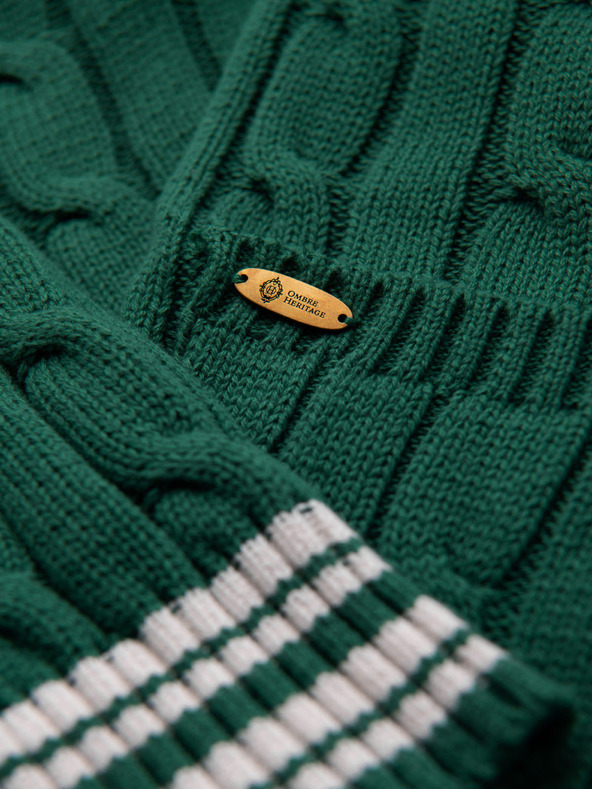 Ombre Clothing Muski pulover sa šalnom kragnom u preppy stilu - zelen V2 OM-SWCD-0152 Ombre Clothing