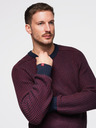 Ombre Clothing Muski pulover sa kontrastnom vezom i okruglim izrezom - bordo V1 OM-SWSW-0122 Ombre Clothing