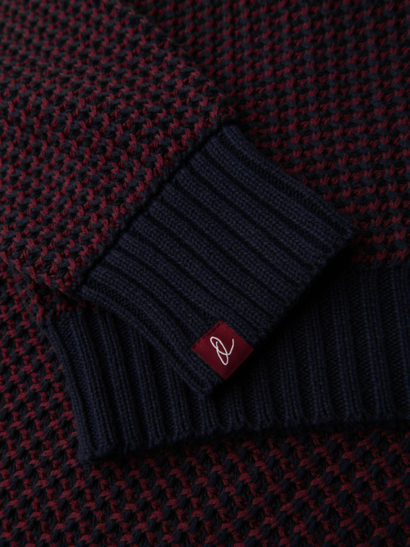 Ombre Clothing Muski pulover sa kontrastnom vezom i okruglim izrezom - bordo V1 OM-SWSW-0122 Ombre Clothing