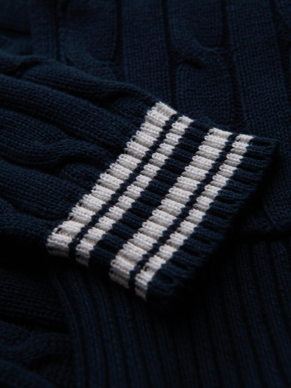 Ombre Clothing Muški pulover sa šalinim ovratnikom u preppy stilu - tamno plavi V4 OM-SWCD-0152 Ombre Clothing