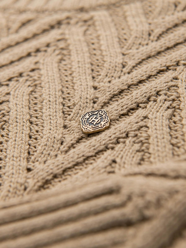 Ombre Clothing Muški pulover od cik-cak pletenine - pijeskovito V1 OM-SWSW-0147 Ombre Clothing