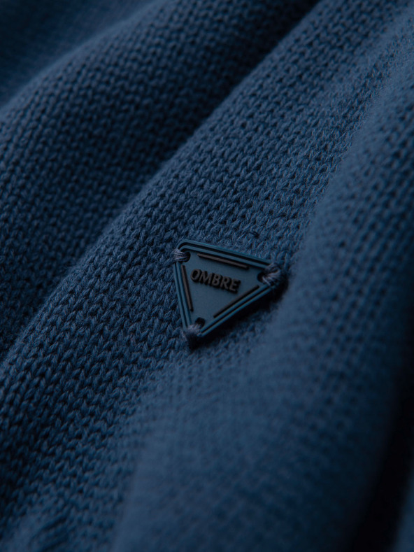 Ombre Clothing Muški pleteni pulover s rolakom - tamno plavi V2 OM-SWTN-0163 Ombre Clothing