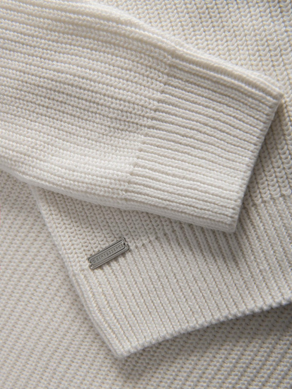 Ombre Clothing Muški klasični pamučni pulover s rolakom - bijeli V3 OM-SWTN-0162 Ombre Clothing