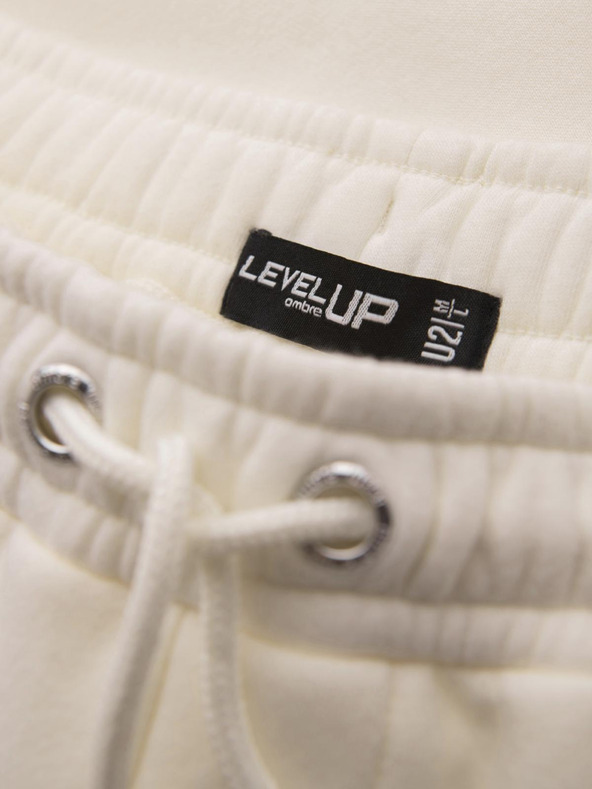Ombre Clothing Unisex trenirke šortice sa rebrastim pojasom - kremasta V2 OU-SRBC-0101 Ombre Clothing