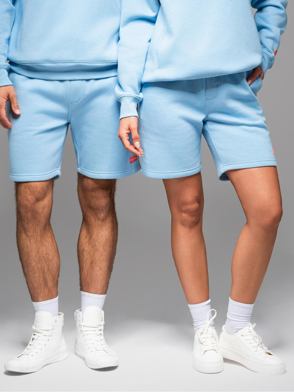 Ombre Clothing Unisex trenirke šortice sa rebrastim pojasom - plave V8 OU-SRBC-0101 Ombre Clothing