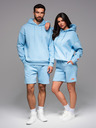 Ombre Clothing Unisex trenirke šortice sa rebrastim pojasom - plave V8 OU-SRBC-0101 Ombre Clothing