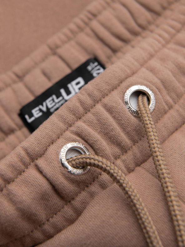 Ombre Clothing Unisex trenirke šortice sa rebrastim pojasom - smeđe V16 OU-SRBC-0101 Ombre Clothing