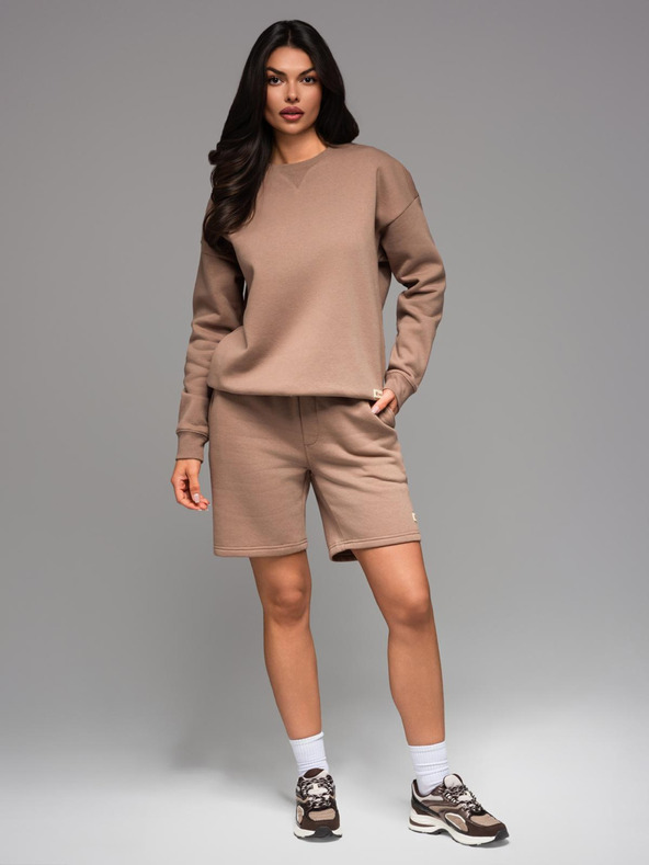 Ombre Clothing Unisex trenirke šortice sa rebrastim pojasom - smeđe V16 OU-SRBC-0101 Ombre Clothing