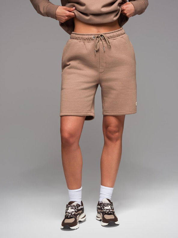 Ombre Clothing Unisex trenirke šortice sa rebrastim pojasom - smeđe V16 OU-SRBC-0101 Ombre Clothing